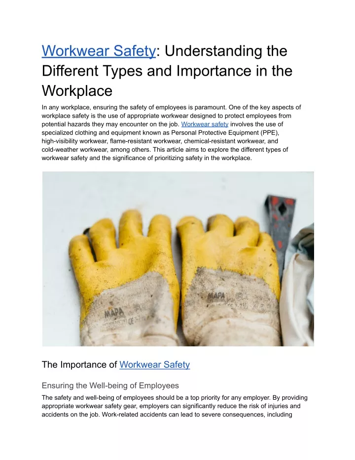 workwear safety understanding the different types