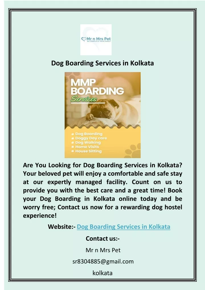 dog boarding services in kolkata