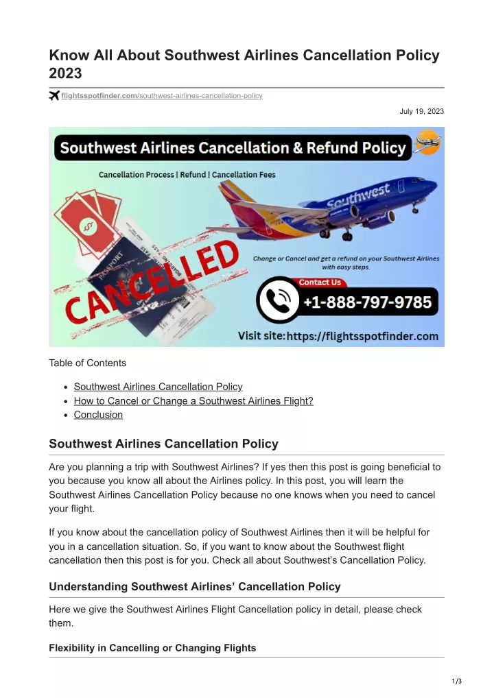 know all about southwest airlines cancellation