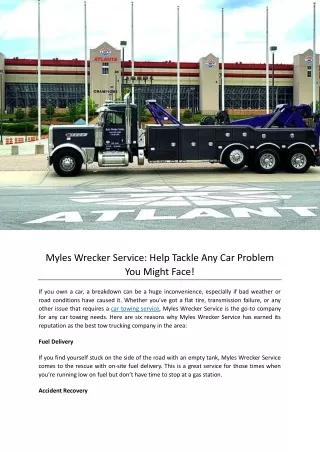 Myles Wrecker Service: Help Tackle Any Truck Problem You Might Face!