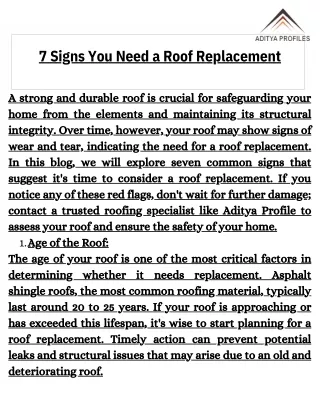 7 Signs You Need a Roof Replacement