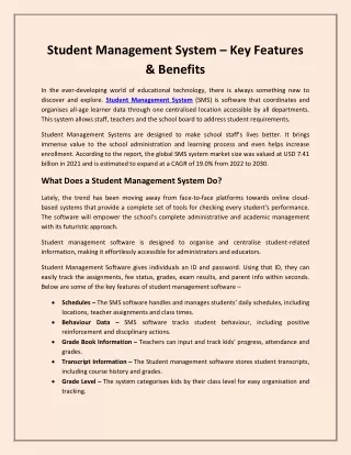 student management system key features benefits