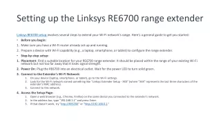 Setting up the Linksys RE6700 range extender