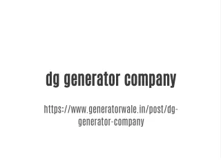 dg generator company