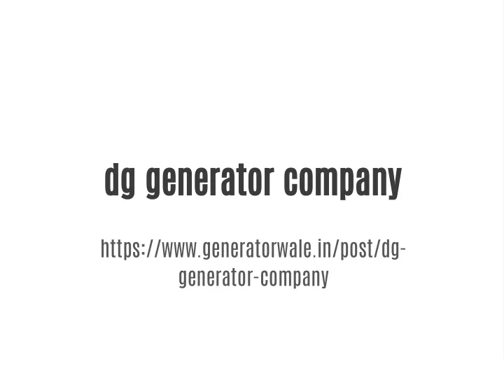 dg generator company