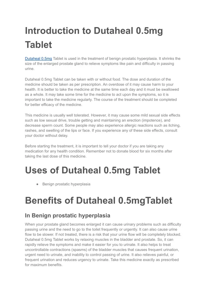introduction to dutaheal 0 5mg tablet