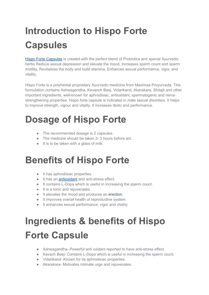 introduction to hispo forte capsules