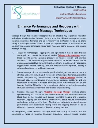 Enhance Performance and Recovery with Different Massage Techniques