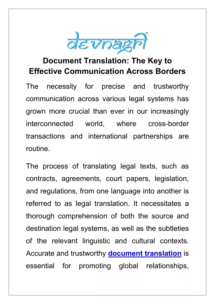 document translation the key to effective