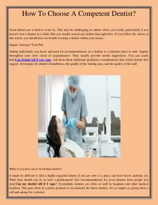 How To Choose A Competent Dentist