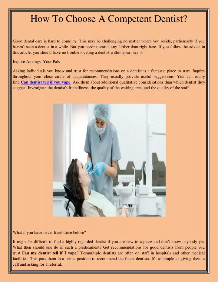 how to choose a competent dentist