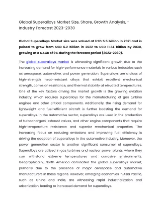 global superalloys market size share growth