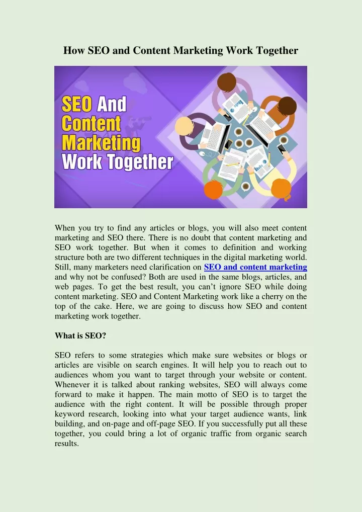 how seo and content marketing work together