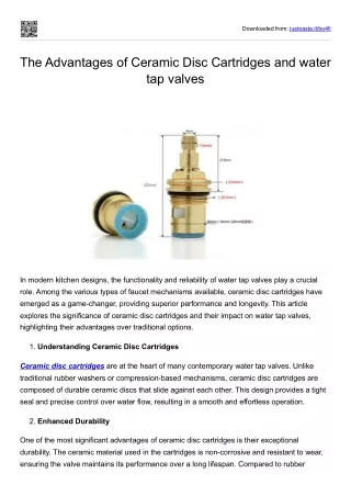 The Advantages of Ceramic Disc Cartridges and water tap valves