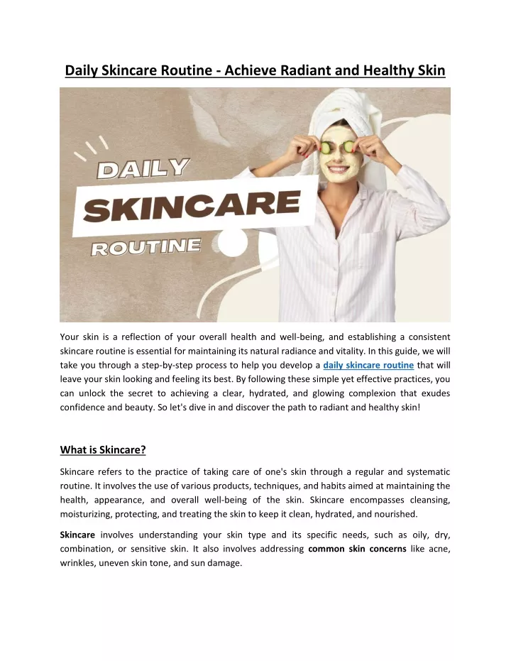 daily skincare routine achieve radiant