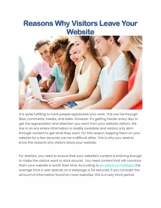 reasons why visitors leave your reasons