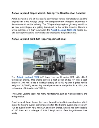 ashok leyland tipper model taking