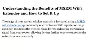 Understanding the Benefits of MSRM WiFi Extender and How to Set It Up