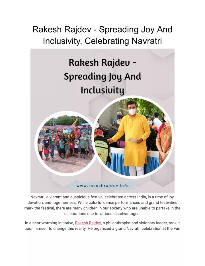 rakesh rajdev spreading joy and inclusivity