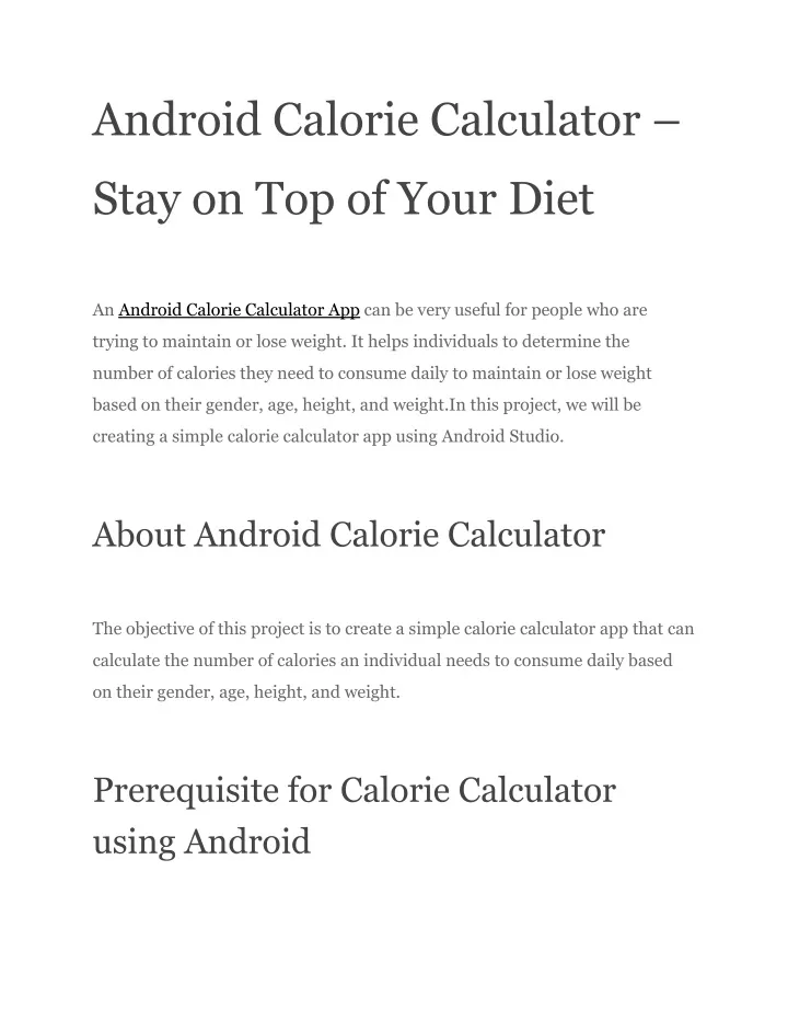 android calorie calculator