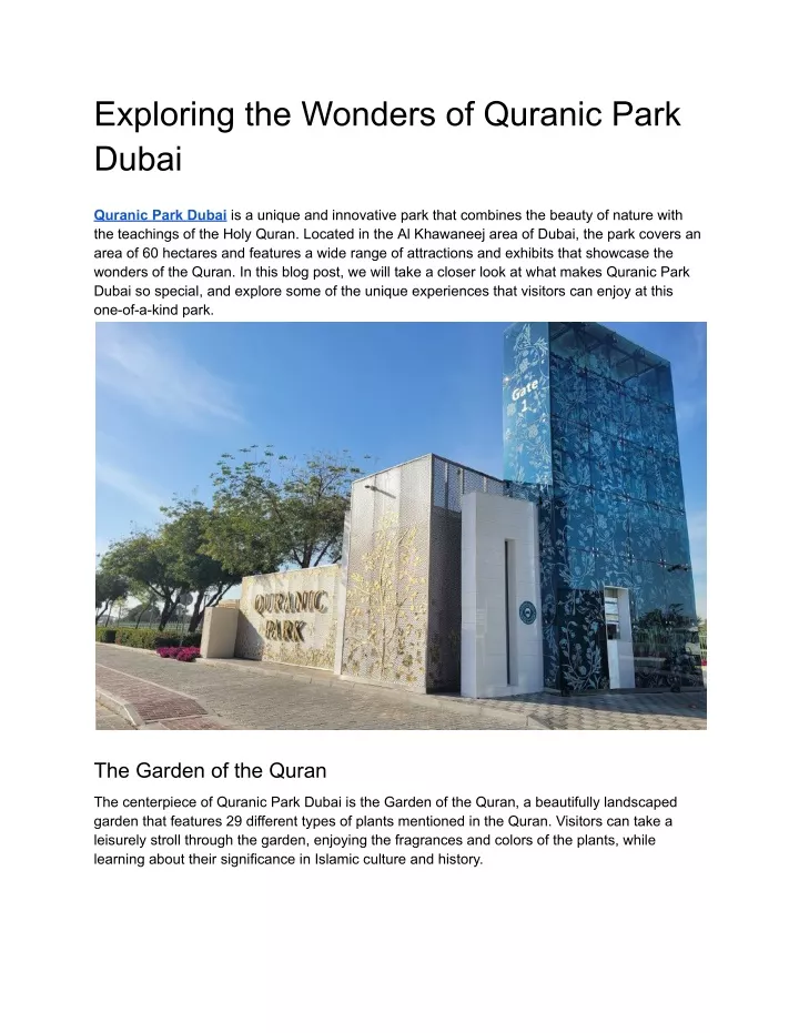 exploring the wonders of quranic park dubai