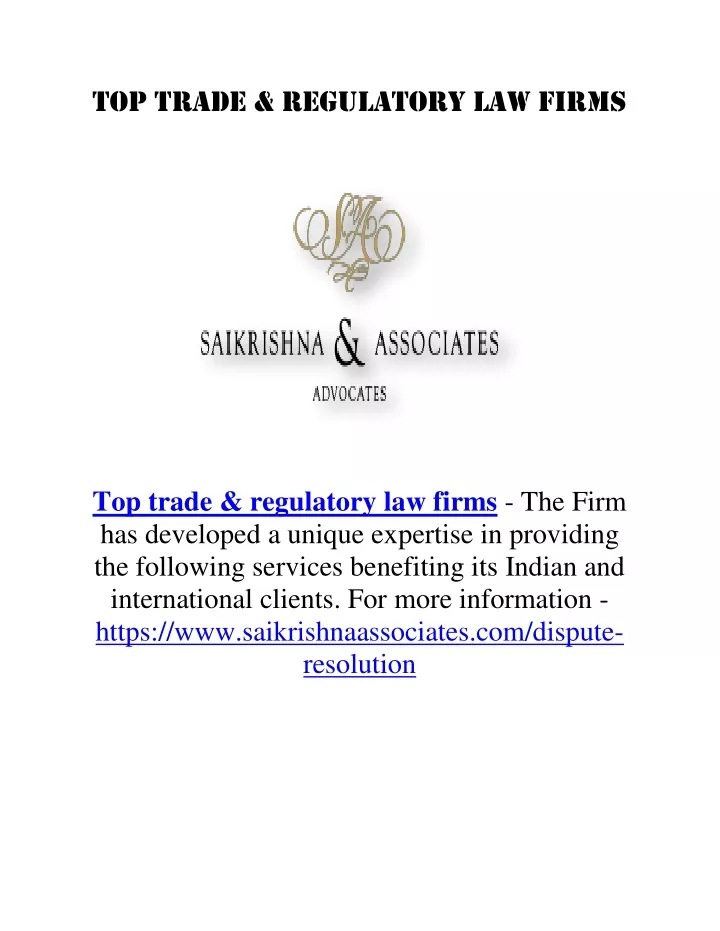 top trade regulatory law firms