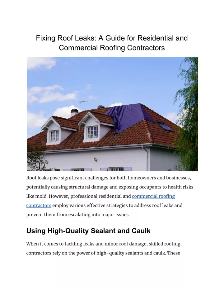 fixing roof leaks a guide for residential