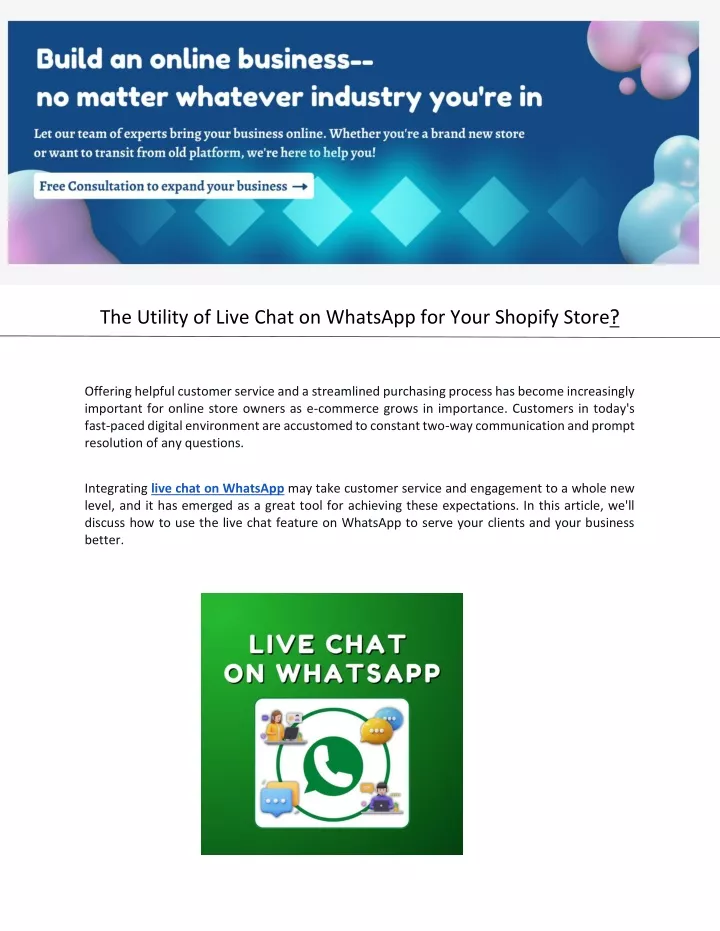 the utility of live chat on whatsapp for your