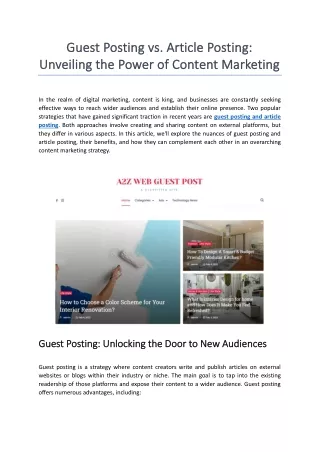 Guest Posting vs. Article Posting: Unveiling the Power of Content Marketing