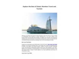 Discover the Best of Dubai: A Comprehensive Guide to Mumken Travel