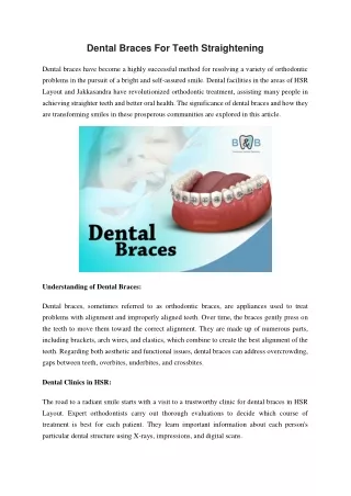 Dental Braces For Teeth Straightening