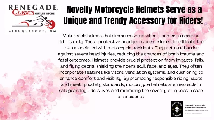 novelty motorcycle helmets serve as a unique
