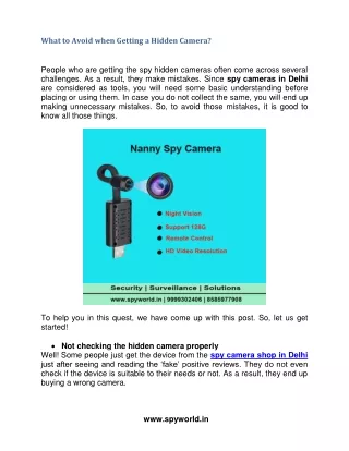 what to avoid when getting a hidden camera