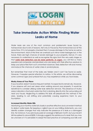 Take Immediate Action While Finding Water Leaks at Home