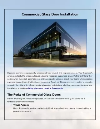 Things To Consider in Commercial Glass Door Installation