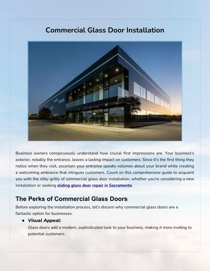 commercial glass door installation