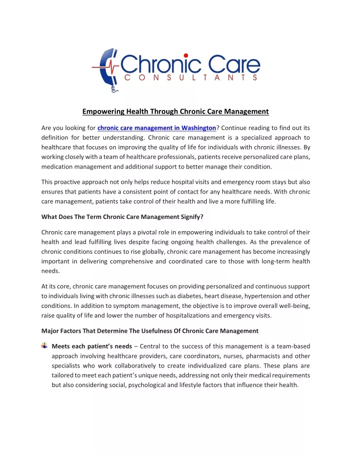empowering health through chronic care management