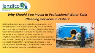 Why Should You Invest in Professional Water Tank Cleaning Services in Dubai