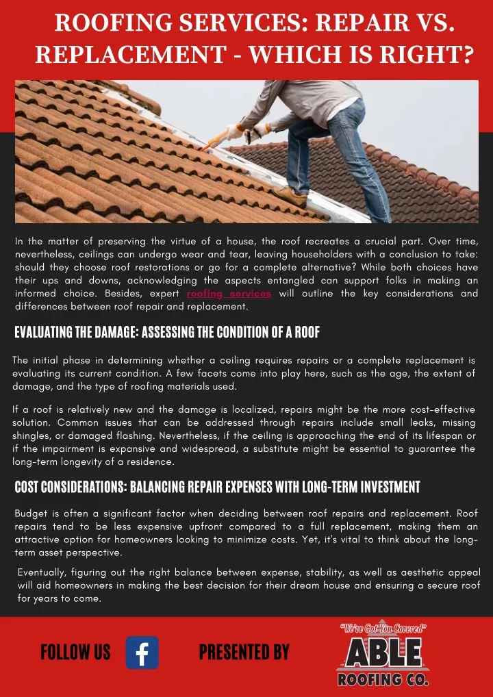roofing services repair vs replacement which