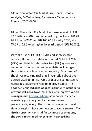global connected car market size share growth