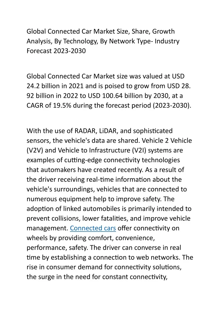 global connected car market size share growth