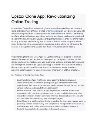 Upstox Clone App_ Revolutionizing Online Trading