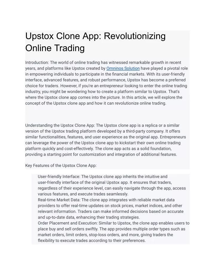 upstox clone app revolutionizing online trading