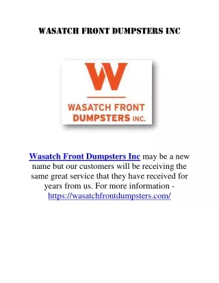 Wasatch Front Dumpsters Inc