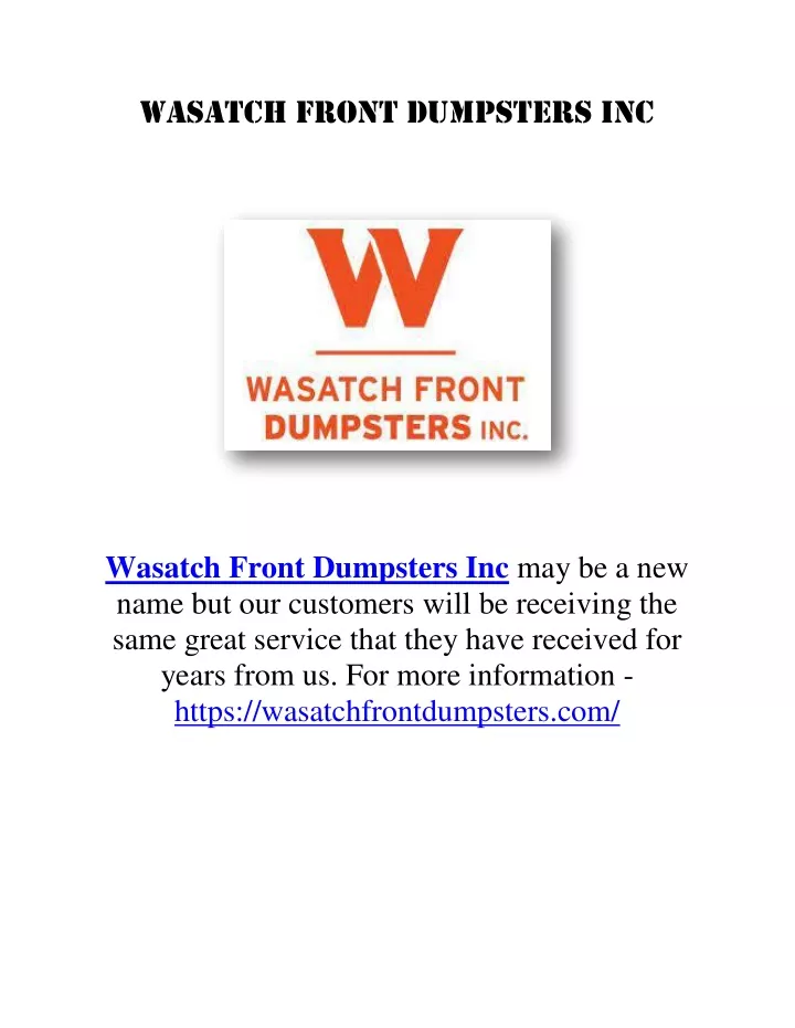 wasatch front dumpsters inc