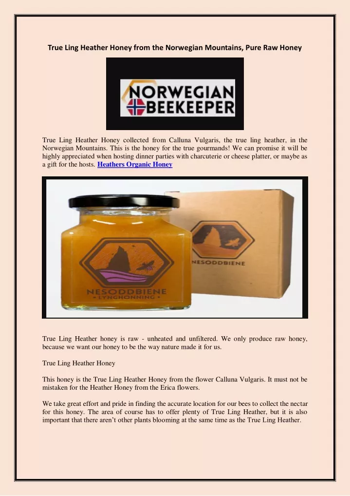 true ling heather honey from the norwegian