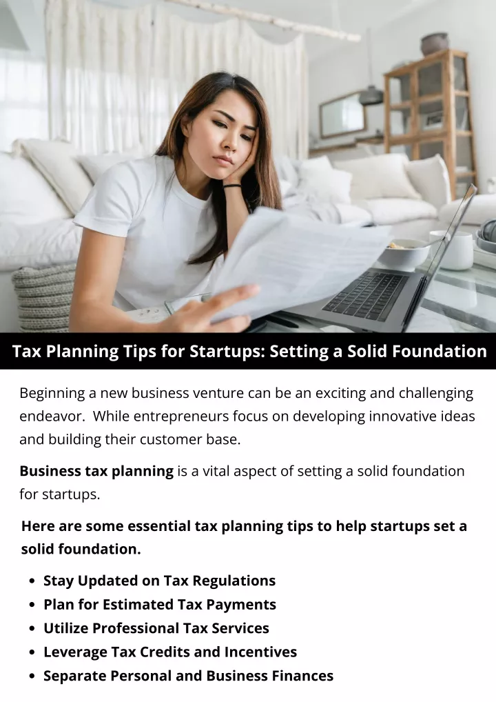 tax planning tips for startups setting a solid