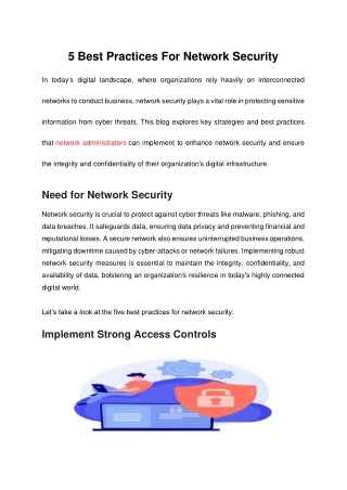 5 best practices for network security