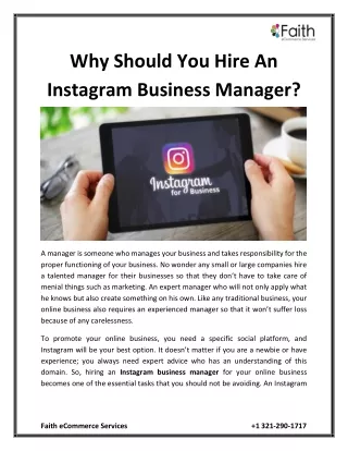 why should you hire an instagram business manager
