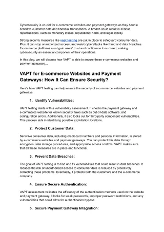 VAPT for E-commerce Websites and Payment Gateways: How It Can Ensure Security?